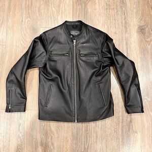 st Wolf Café Racer Leather Jacket – Black – Men’s Large